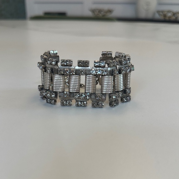 DANNY POLLAK Antique Silver Black Diamond Swarovski Crystal Rock & Roll Bracelet - Picture 9 of 11